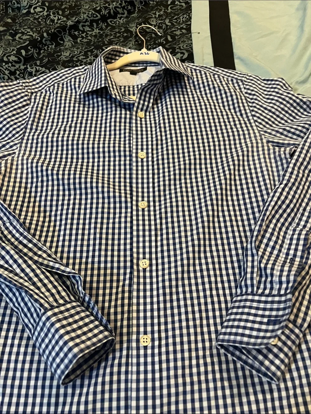 Banana Republic Blue and White Gingham Dress Shirt